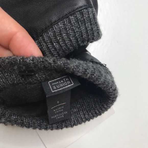 NWT 14th & Union Black Leather Puffer Moto Gloves - Picture 5 of 6